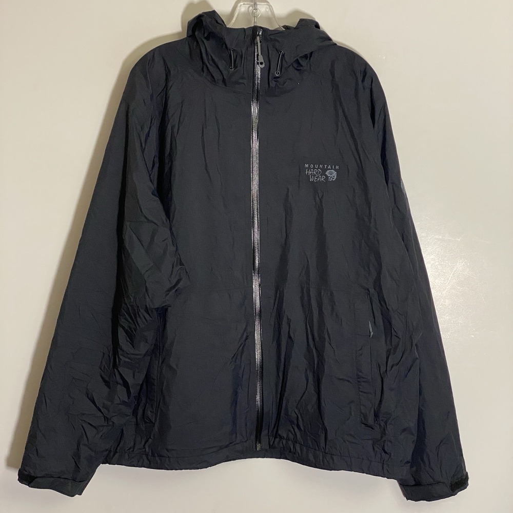 Mountain Hardwear Finder Rain Jacket Mens XL Black Windbreaker Hiking Outdoors